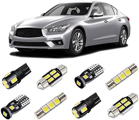 14-Piece White LED Interior Light Kit For 2014-2022 Infiniti Q50 – 6000K, 12V, Includes Tool