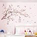 Cherry Blossom Flowers Wall Decals Decor Vinyl Stickers, Magnolia Floral Tree Branch Birds Wall Art Murals, Flower Pattern Wall Stickers for Girls Bedroom Living Room Nursery Decor
