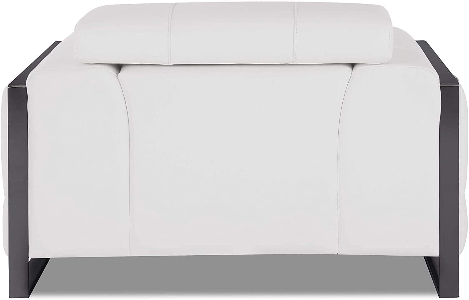 BlackJack Furniture Gianni Top Grain Italian Leather Chair with 9-Position Adjustable Headrests, Contemporary Geometric Pattern, Chrome Hardware & Durable Hardwood Frame, Snow White