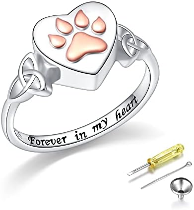 S925 Sterling Silver Urn Ring for Ashes Pets Heart Love Keepsake Memorial Cremation Jewelry for Women