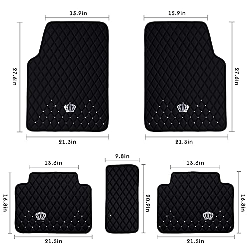 Eing All Weather Pu Leather Floor Mats For Car Suv & Truck - 5 Pack/Set (Front & Rear), Heavy Duty Protection,Crown Car Floor Cushion,Black #TOP7
