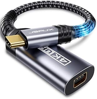JSAUX Adapter USB C na Mini DisplayPort [4 K @60 Hz] Thunderbolt 3 do Mini DP, typ C Mini Displayport kompatybilny z MacBook Pro 2019 2018, iPad Pro, Dell XPS, Samsung Galaxy S10 S9 S20 szary