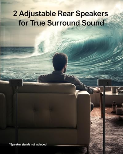 ULTIMEA 5.1 Surround Sound Bar, 3D Surround Sound System, Sound Bars for TV with Wireless Subwoofer and Rear Speakers, Surround and Bass Adjustable Home Theater TV Speakers, Poseidon D50 Series - Image 4