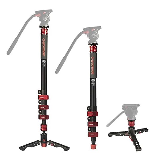 IFOOTAGE Video Monopod Professional 71" Aluminum Telescopic Monopods with Folding Three Feet Support Base Compatible for DSLR Camcorders
