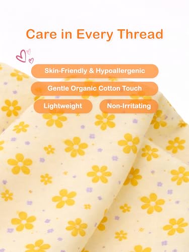 Image of Kidbea Organic Cotton Baby Bib, Adjustable Snap Closure Soft Absorbent Feeding Bibs Apron for Newborns & Infants Child With Cute Prints | Reusable Baby Essential
