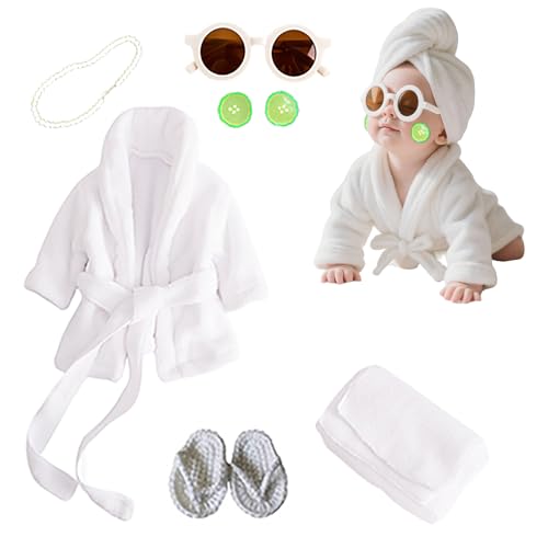 6 Pieces Newborn Photography Props 0-4 Months Baby Bathrobe Costume,