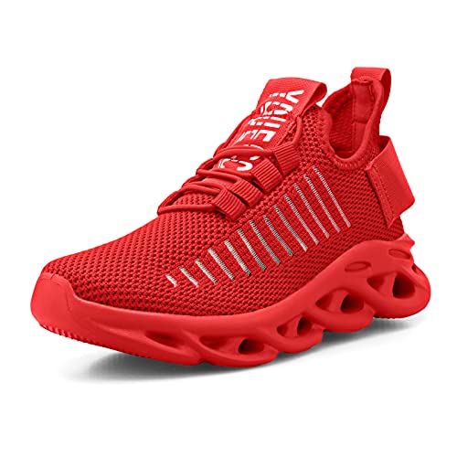 Basket Enfant Garçon Chaussure de Sports Shoes Running Chaussure de Course Tennis Chaussure Garçon Fitness Sneakers Competition Entrainement Rouge EU28