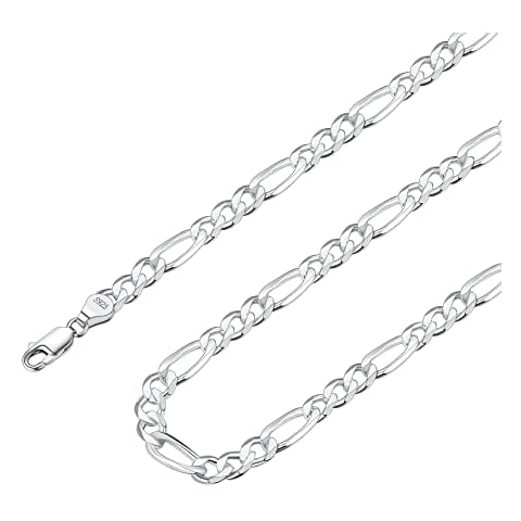 Suplight 925 Sterling Silver Figaro Chain Necklace Cover