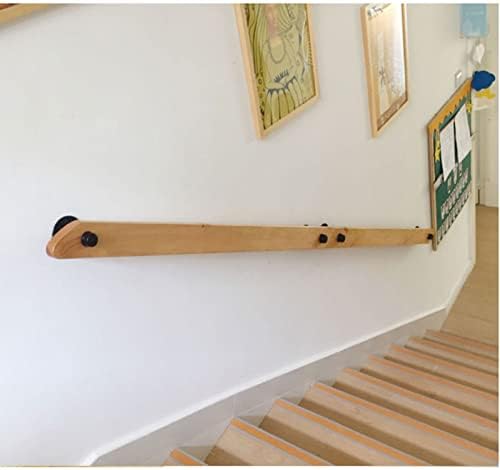Solid Wood Stair Railing Non-Slip Support Rod Kit for Home, 1ft-20ft Adjustable Indoor Banister for Elderly & Loft, Wall-Mounted Corridor Safety Rail