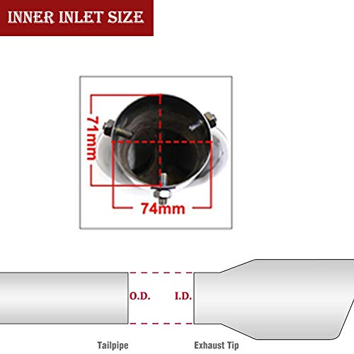 Zyhw Black Inlet Dual Slant Cut Exhaust Muffler Tip Universal For 1.7 Inch-2.9 Inch Od Exhaust Pipe #TOP2