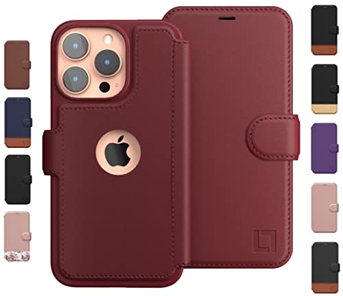 LUPA Legacy iPhone 14 Pro Wallet Case for Women and Men, Case with Card Holder [Slim & Protective] for Apple 14 Pro (6.1”), Vegan Leather i-Phone Cover, Cute Phone Case, Burgundy -  14 Pro Burgundy