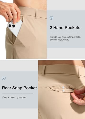 Image of Pudolla Men's Golf Pants Stretch Work Dress Comfy Pants 30 inch /32 inch /34 inch Lightweight Quick Dry Casual Slacks Trousers with Pockets