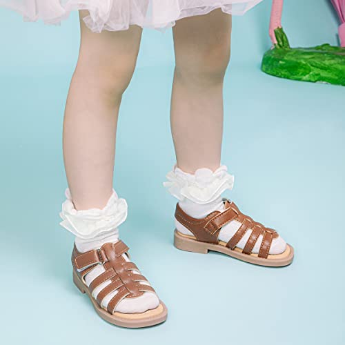 Toddler Girls Sandals Slip-On Open Toe Sandals Little Kid Non-Slip Soft Rubber Sole Princess Flat Shoes2