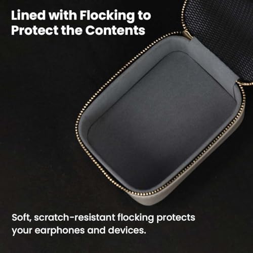Image of AUDIOCULAR Luxe Premium Earphone Case, PU Leather, Water-Resistant, Shockproof, Multi-Purpose Case for in-Ear Monitors, Wired Earphones, Pen Drives, Portable DACs & Other Small Accessories (Grey)