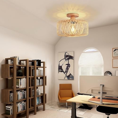 Plafonnier encastré en bois rustique géométrique chic pour plafond bas - 5