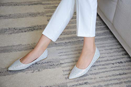 Larosa Rose Sparkly Crystals Rhinestone Comfortable Slip On Point Toe Ballet Flat Shoes for Women Wedding Party Office… - Image 3