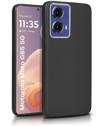 Image of WOW IMAGINE Back Cover for Motorola Moto G85 5G | Ultra Slim Flexible Non-Slip Grip | Inner Fabric | Metal Camera Ring & Lightweight Soft Silicone Mobile Case - Black
