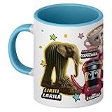Taza Cerámica Infantil Italian Brainrot 325 ml | Lirili Larila, Ballerina Capuchina y Tralalero Tralala | Regalo Original (AZUL)