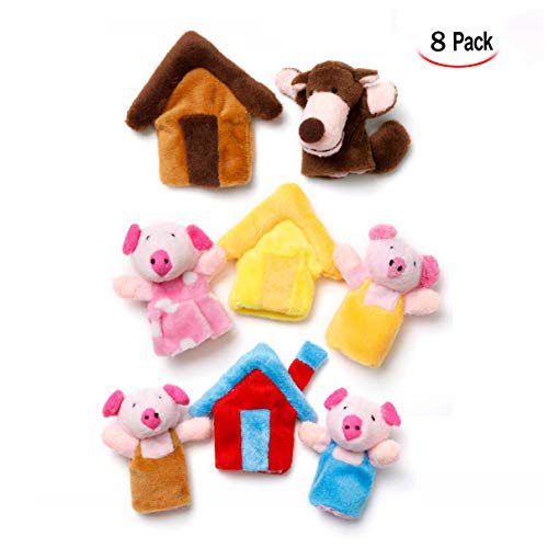 LHKJ 8 Stücke Schwein Fingerpuppen Set,Tiere Lernen Handpuppe Fingerpuppen für Baby und Kleinkinder