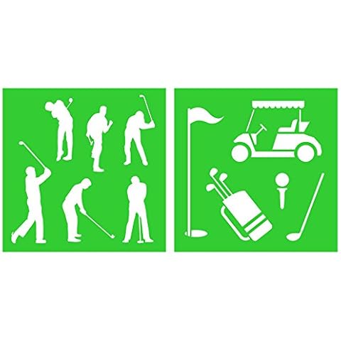 Auto Vynamics - STENCIL-GOLF-10 - Golf Silhouettes Stencil Set - Featuring Multiple Golfers, Flag, Cart, Club, & More! - 10-by-10-inch Sheet - (2) Piece Kit - Pair of Sheets Cover