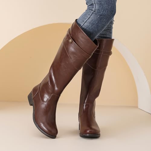 Women's Knee High Boots Wide Calf Comfortable Riding Combat Flat Boots and Fashionable for Fall and Winter Wear for Women.2