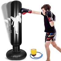 Zourglow Boxsack für Jugendliche, 160cm Aufblasbarer Stehender Boxsacks mit Pumpe, Geschenk für Jungen Mädchen 3-12 Jahre, Größere Stabile Boxsäule zum MMA, Karate, Taekwondo Training