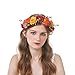 June Bloomy Women Rose Flower Crown Eucalyptus Leave Headband Baby Shower Floral Headpiece Greenery Garland Hair Wreath Photo Shoot (Orange Burgundy Yellow)