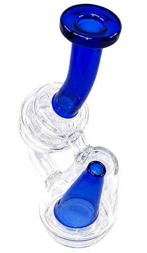 Hand-Blown Clear Glass Decorative Bottle - Precision Replacement Dome for Decorate Desktop Stations Bell Mouth Design (Blue)