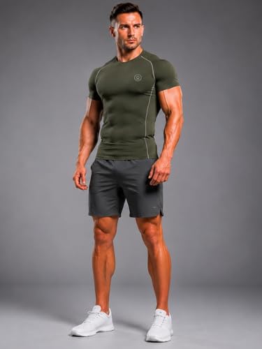 Image of CHKOKKO Men's Compression Gym T-Shirt for Running, Workout, Training, Sports & Activewear | Quick Dry Breathable Stretch Fabric | Body Fit Half Sleeve Athletic Sports Tee for Men