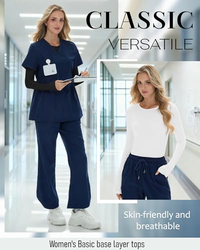 Image of 3 Pack Womens Long Sleeve Underscrub Shirts