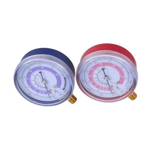 ERINGOGO 2個 エアコンマニホールドゲージ 冷媒対応機械式低圧圧力計 多冷媒互換 家用空調ガスチャージ用 監視と正確測定可能