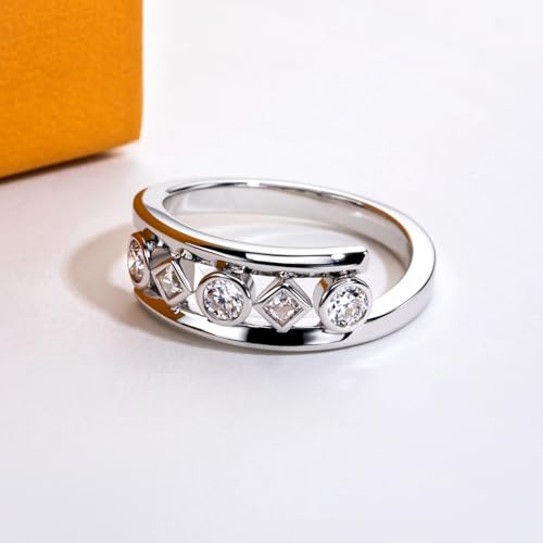 Moissanite Wedding Bands Engagement Rings D Color VVS1 Clarity 925 Sterling Silver 5 Stones Eternity Anniversary Band Moissanite Statement Wedding Ring for Women Men with Certificate3