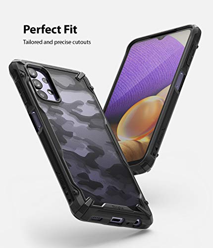 Image of Ringke Fusion-X for Samsung Galaxy A32 5G Case Back Cover, [Military Drop Tested] Ergonomic Camo Hard PC Back TPU Bumper Impact Resistant Protection - Camo Black