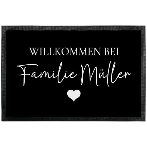 True Statements Deko-Fußmatte „Willkommen bei“ - personalisiert mit Familien-Namen oder...