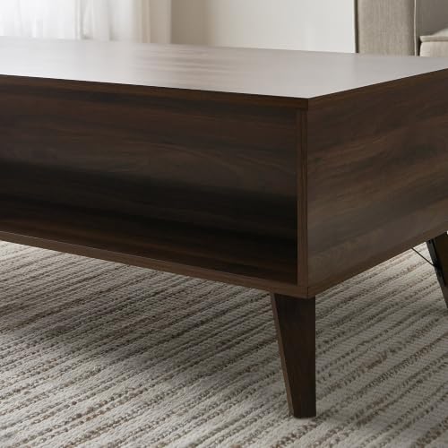 Image of Modus Engineered Wood Coffee Table with Hidden Storage Drawer | Modern Center Table for Living Room | Minimalist Tea Table with Spacious Storage | Dark Walnut Finish