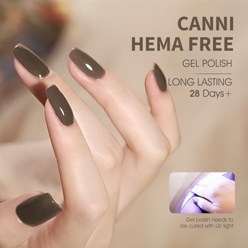 Image of CANNI Brown Gel Nail Polish, 1Pcs Brown Gel Polish Color Nail Polish High Gloss Soak Off U V Nail Manicure Salon DIY at Home