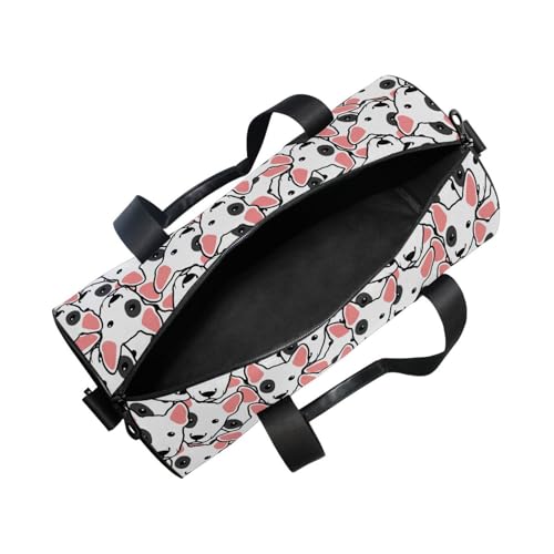 Round Duffel Sports Bag Cute Bull Terrier Dog Lightweight with Inner Pocket Gym Bag for Men Women Duffle Bag for Travel Sports2