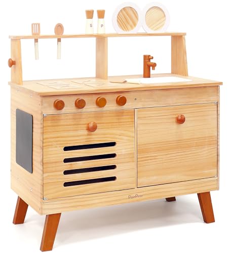 PairPear Wooden Play Kitchen Set, Solid Pine Wood 2 in