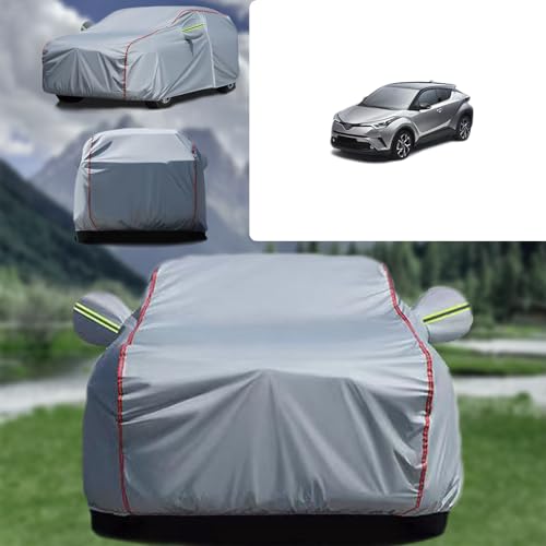 Qiao munmun 車カバー トヨタ C-HR NGX50 ZGX10 ZYX1 2016年-現行に対応 ボディカバー 5層構造 裏起毛 日よけ 雪対策 強風対策 防水 霜除け 雨を防ぐ 落ち葉を防ぐ 傷を防ぐ 収納袋付き 防風ロープ付き 四季対応 右