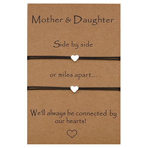 Image of COLORFUL BLING Mother Daughter Mommy and Me Heart Wish Bracelets Distance Matching Hollow Heart Horse Promise Promise Bracelet Friendship Jewelry Gifts