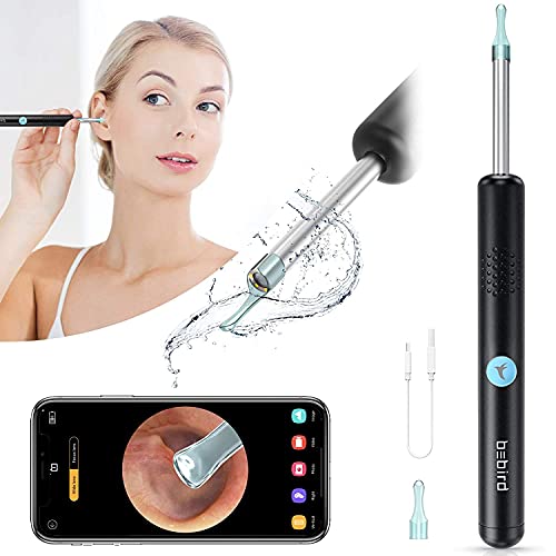 Ear Wax Remover, Smart Visual Ear Cleaner Otoscope with 1080P HD WiFi & LED Light Ear Camera, 10 PCS Safe Ear Wax Removal Kit for Adults Kids Baby, Black R1