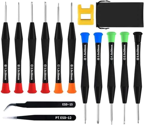 weefu Mini Schraubenzieher set11 Uhrmacher Schraubendreher Torx Für PS4 Brillen Reparatur Kleine Brille Feinschraubendreher Komme Mit 2 Pinzette 1 Magnetisierer und Aufbewahrungstasche