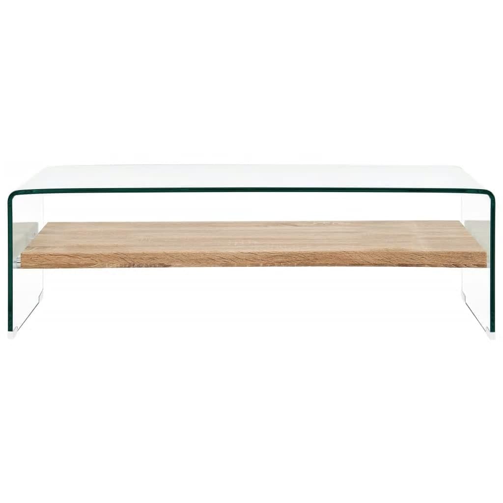 Mesa de café transparente, 98 x 45 x 31 cm, de cristal templado, mesa auxiliar, mesas de salón, mesas de salón, para un ambiente acogedor