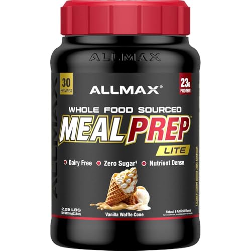 ALLMAX Nutrition MealPrep Lite Whole-Food Protein Powder, Dairy-Free, Keto-Friendly, 23g Protein, 30 Servings (Vanilla Waffle Cone)
