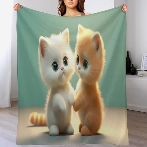 Plaid canapé taille 130x180 cm en couverture polaire chat mignon