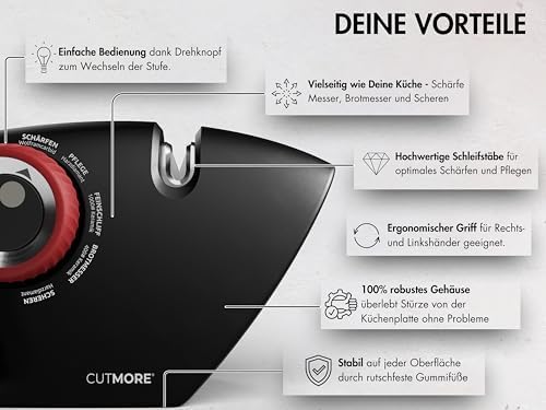 Bild 1 - Messerschärfer Testsieger – 5-in-1 Diamant Messerschleifer für Messer, Brotmesser & Scheren – rutschfest, effektiv & einfach zu bedienen - bekannt aus Hobbykoch-Community