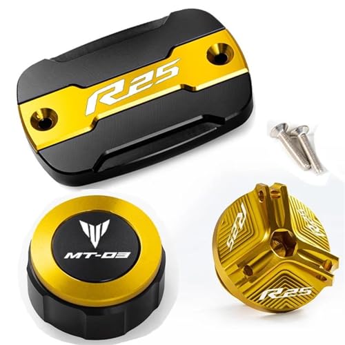 Tapas de líquido de frenos para YZFR25 2008-2023, protector dorado de puerto de aceite