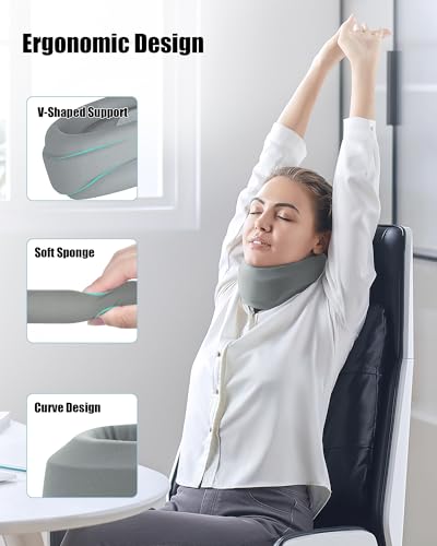 Image of Neck Brace for Sleeping - Cervical Collar Relief Neck Pain and Neck Support Soft Foam Wraps Keep Vertebrae Stable for Relief of Cervical Spine Pressure for Women & Men Dove Gray Large Size