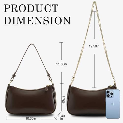 Image of Shoulder Bags for Women Leather Hobo Sling Tote Handbag Retro Clutch Purse with 2 Removable Straps and Zipper Closure