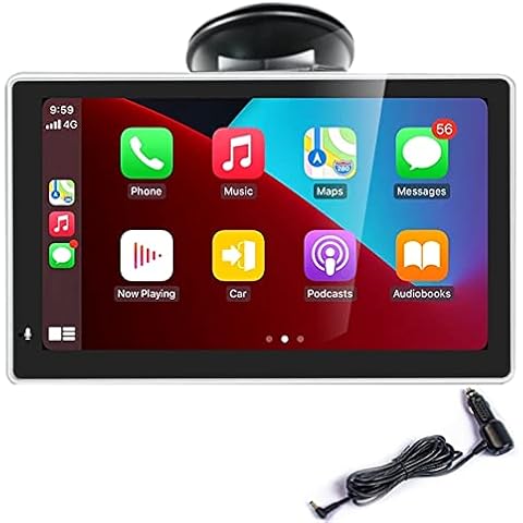 7 Inch Touchscreen Monitor for Wireless Apple Carplay and Android Auto Built-in Two Speakers Car Stereo Multimedia Player with Bluetooth, Mirror Link, Dash or Windshield Mounted Cover